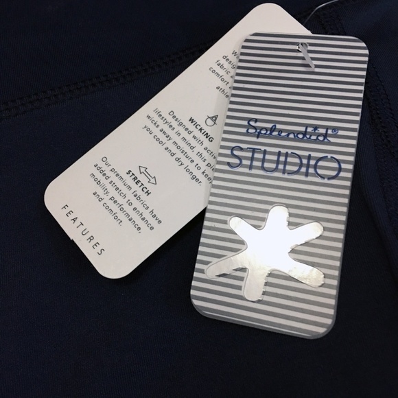 SPLENDID STUDIO Navy & White Snakeskin Print Athletic Crop Legging Yoga Fitness - Picture 8 of 11